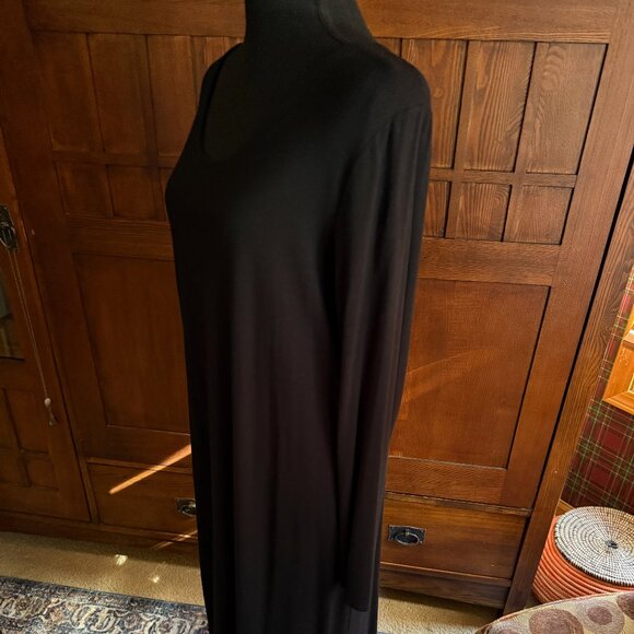 Eileen Fisher Simple Black Long Sleeve Dress Size Large - Picture 2 of 7